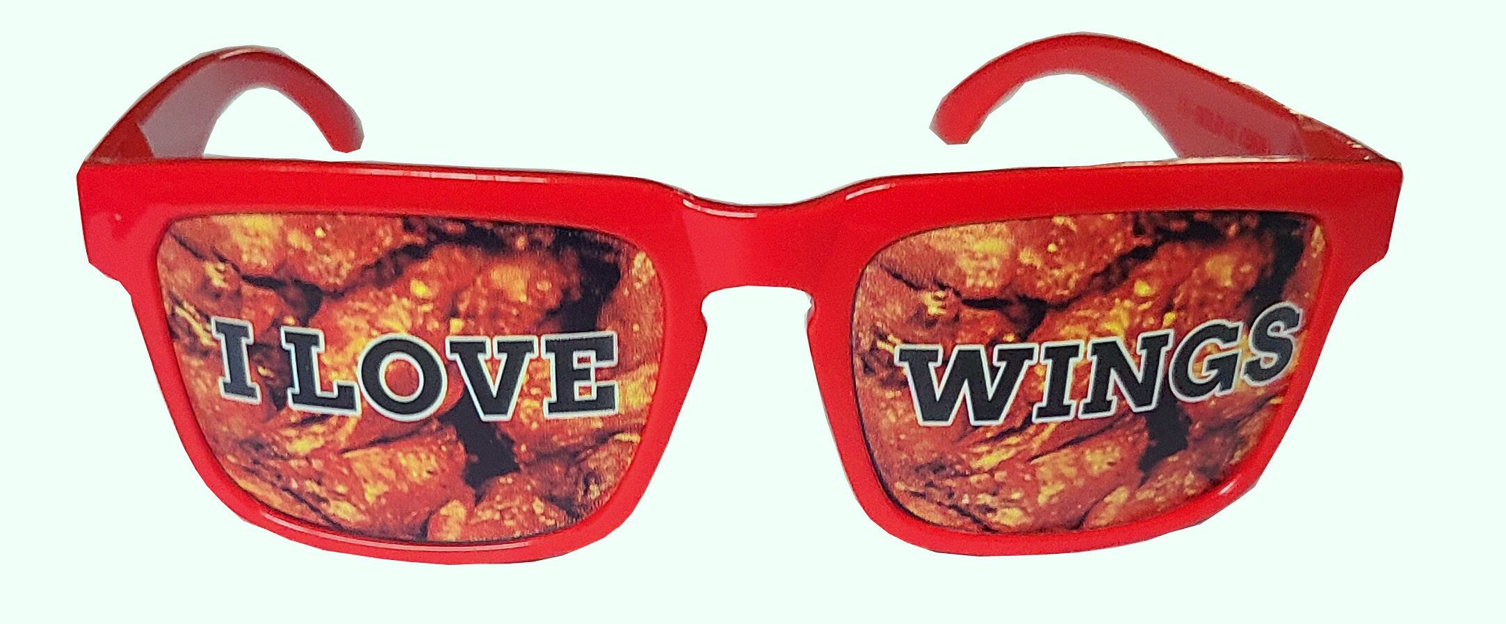 I Love Wings Wayfarer Novelty Party Glasses